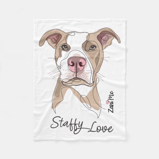 Staffy Love - Zani Mo Bescherming Fleece Deken (Voorkant)