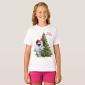 Staffy Puppy Kerst, Kinder Tshirt (Voorkant volledig)