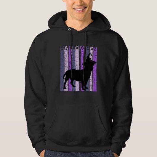 Staffy Witch Hat Halloween Spooky Creepy Purple Bu Hoodie (Voorkant)