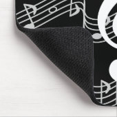 Stafjes en Treble Clef op Black Muismat (Hoek)