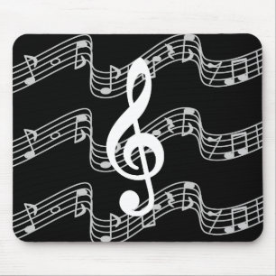 Stafjes en Treble Clef op Black Muismat