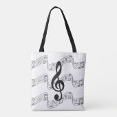 Stafjes en Treble Clef op Black Tote Bag (Achterkant)