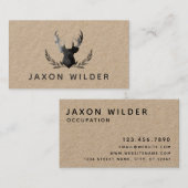 Stag Antlers Minimale Waterverf Rustic Kraft Visitekaartje (Voorkant / Achterkant)