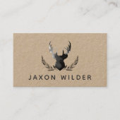 Stag Antlers Minimale Waterverf Rustic Kraft Visitekaartje (Voorkant)