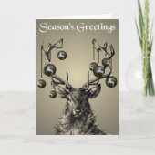 Stag, Antlers, rendier, Baubles, Gothische kerst Kaart (Voorkant)
