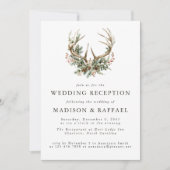 Stag Antlers Rustic Winter Wedding Reception Kaart (Voorkant)