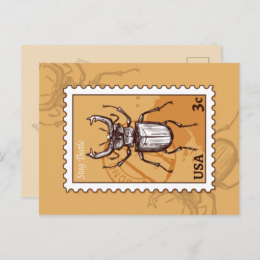 Stag Beetle Briefkaart (Voorkant / Achterkant)