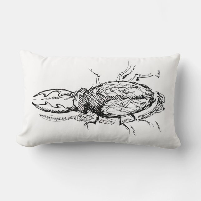 Stag Beetle Specimen Ink Schets Kussen (Voorkant)