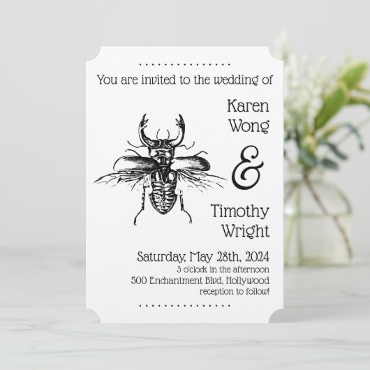  Stag Beetle Wedding Kaart (Staand voorkant)
