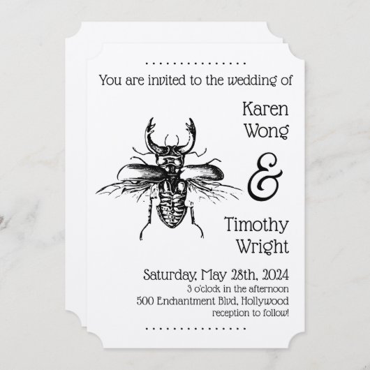 Stag Beetle Wedding Kaart (Voorkant / Achterkant)