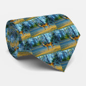 Stag / Buck Deer, Bright Blue Sky Stropdas (Opgerold)