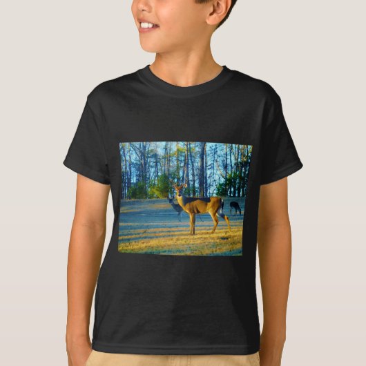 Stag / Buck Deer, Bright Blue Sky T-shirt (Voorkant)