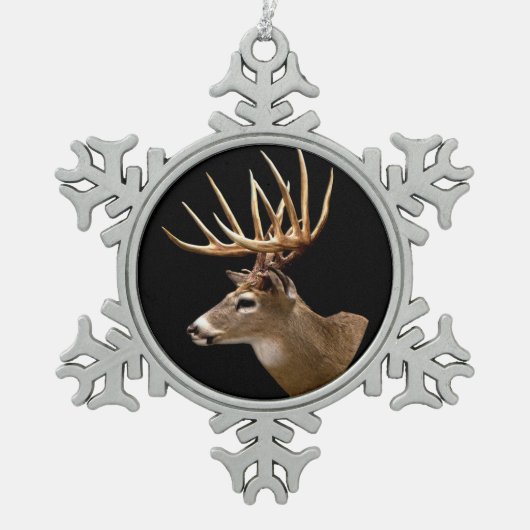Stag Buck Deer Tin Sneeuwvlok Ornament (Voorkant)