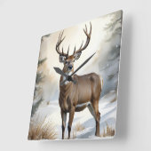 Stag Buck Deer Vierkante Klok (Hoek)