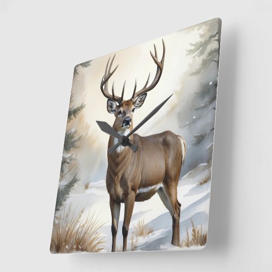 Stag Buck Deer Vierkante Klok (Hoek)