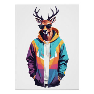 Stag Dearing Hoodie Grappig Cool Dier karakter Perfect Poster