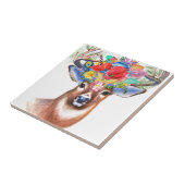 Stag Deer Antler Wildflower Floral Painting Tegeltje (Zijkant)