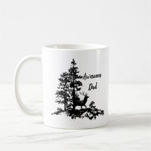  Stag Deer Black White Animal Speciaal Koffiemok