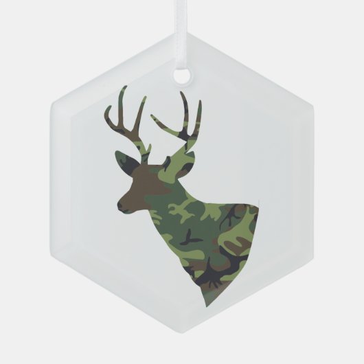 Stag Deer Camouflage Green Glas Ornament (Voorkant)