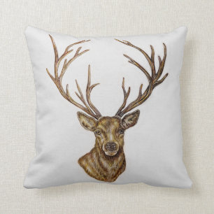 Stag Deer Drawing of Woodland Animal Art Kussen