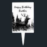 Stag Deer Happy Birthday Brother Taarttopper<br><div class="desc">Witte Stag Deer Animal met Happy Birthday voor uw broer</div>