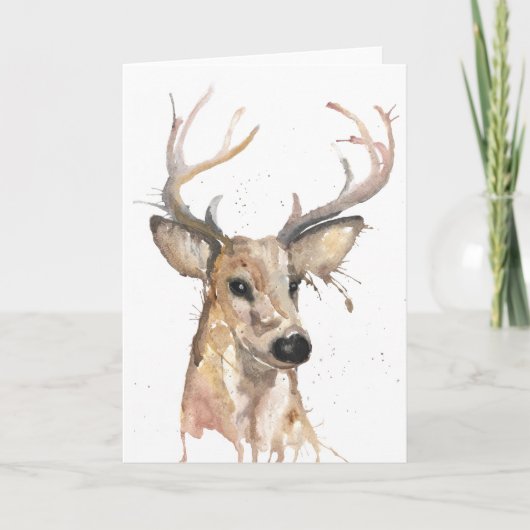 Stag Deer Watercolor Kaart (Voorkant)