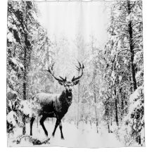Stag Deer Winter Forest Wildlife Animal Natuur Art