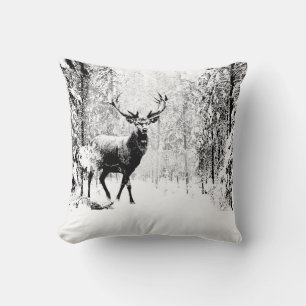 Stag Deer Winter Forest Wildlife Animal Natuur Art Kussen