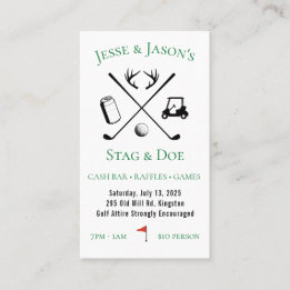 Stag & doe /Jack en Jill Golf Thema Evenementenkaa Visitekaartje