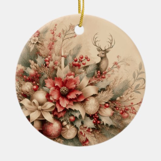 Stag en bloemenboom ornament (Voorkant)