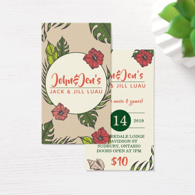 Stag- en Doe-tickets - Hawaiian Luau Tropical Visitekaartje (Bureau)