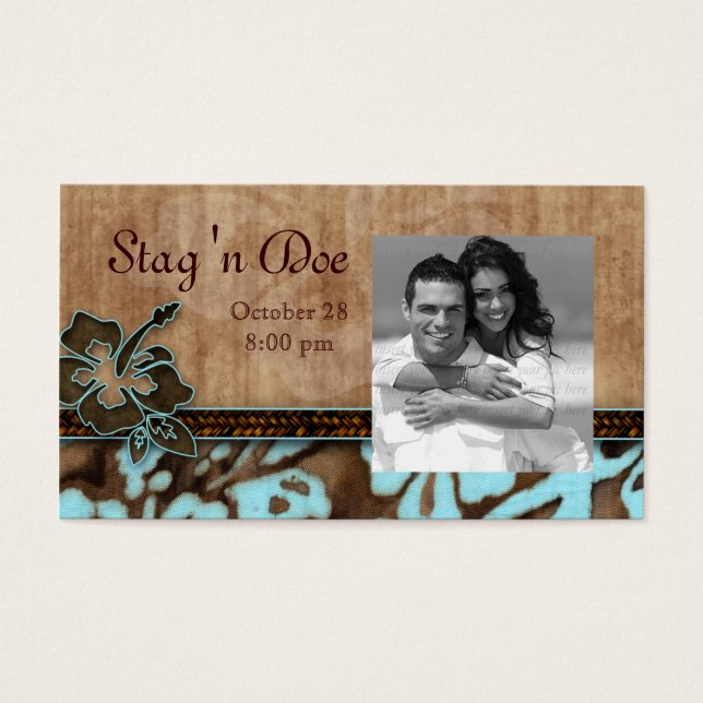 Stag en Doe Tickets Hibiscus Bloemblauw Visitekaartjes (Voorkant)