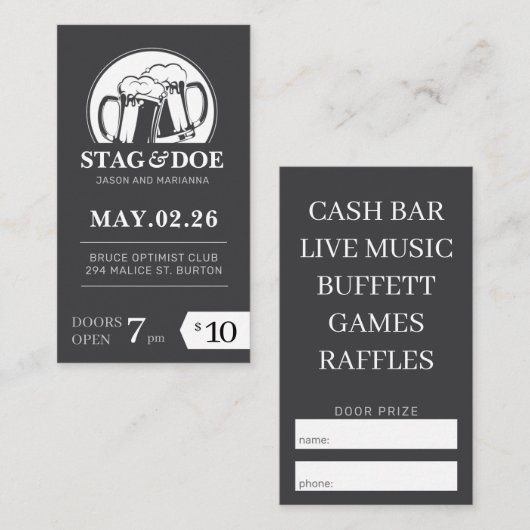 Stag en Doe Tickets Klassiek Bierfeest (Voorkant / Achterkant)