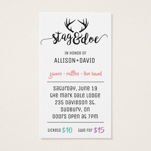 Stag- en Doe-tickets Visitekaartje (Achterkant)