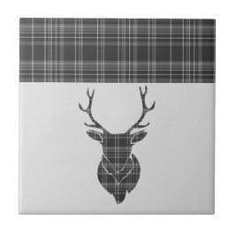 Stag Gray Tartan Pattern Tegeltje