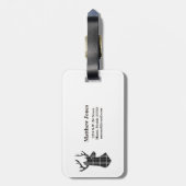 Stag Head op zwart-wit plaid Bagagelabel (Achterkant verticaal)