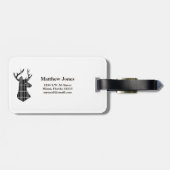 Stag Head op zwart-wit plaid Bagagelabel (Achterkant horizontaal)