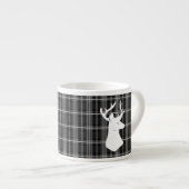 Stag Head op zwart-wit plaid Espresso Kop (Voorkant rechts)