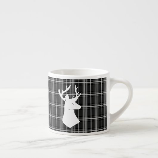 Stag Head op zwart-wit plaid Espresso Kop (Rechts)