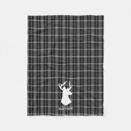 Stag Head op zwart-wit plaid Fleece Deken
