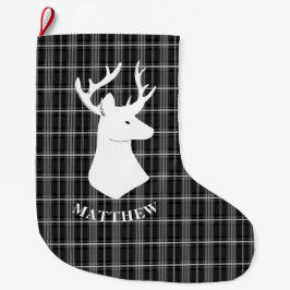 Stag Head op zwart-wit plaid Grote Kerstsok