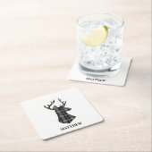 Stag Head op zwart-wit plaid Kartonnen Onderzetters (Insitu)