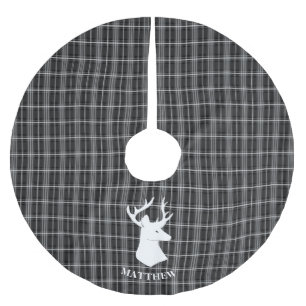 Stag Head op zwart-wit plaid Kerstboom Rok