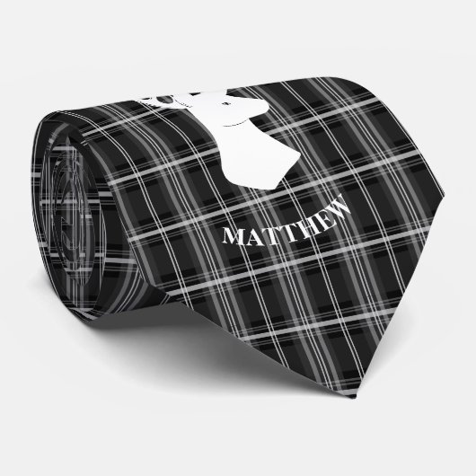 Stag Head op zwart-wit plaid Stropdas (Opgerold)