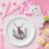 Stag Holly Berries Leaves  Papieren Bordje (Feest)