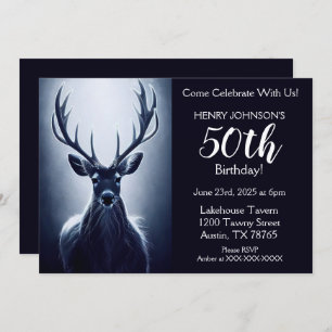Stag Hunting Theme 50th Birthday Party Invitation Kaart