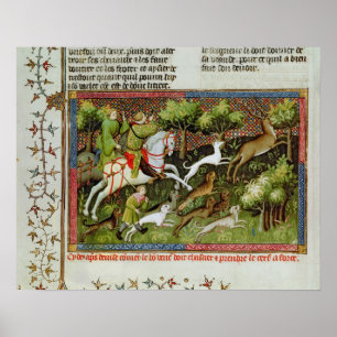 Stag Hunting uit de Livre de la Chasse Poster
