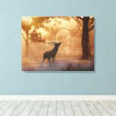 Stag in Bos Canvas Afdruk (Insitu (Houten vloer))