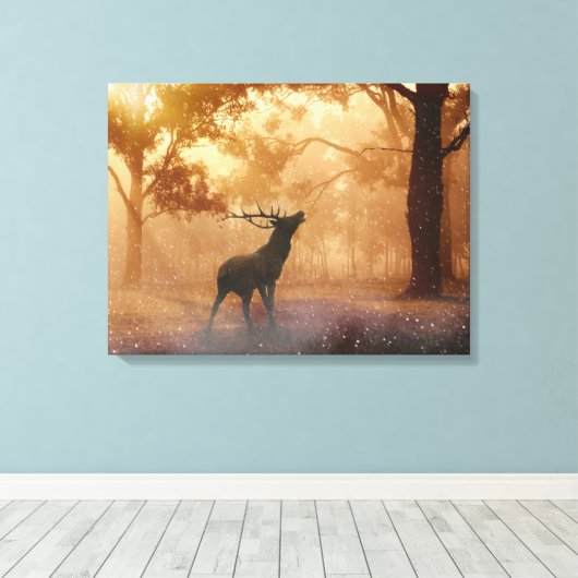 Stag in Bos Canvas Afdruk (Insitu (Houten vloer))