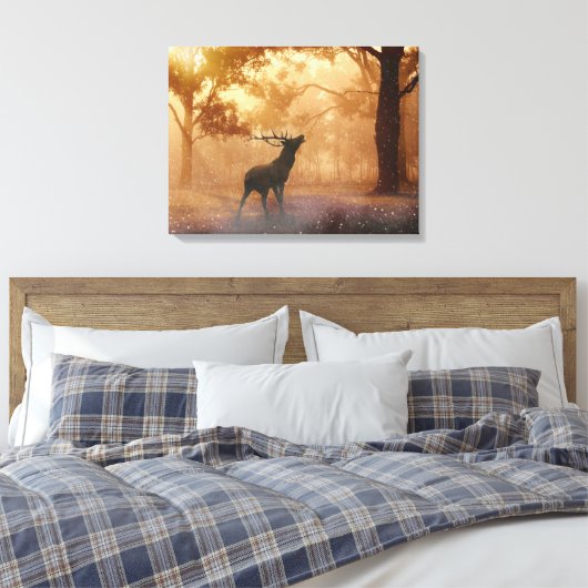 Stag in Bos Canvas Afdruk (Insitu (Slaapkamer))
